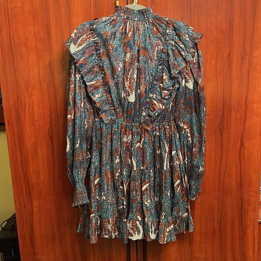 Ulla Johnson Blue Metallic Ruffle Mini Dress - Picture 5 of 5
